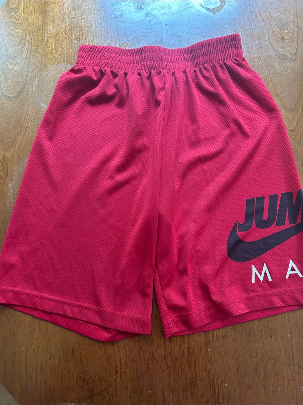 Nike Red Boys' Athletic Shorts with Black Swoosh and Jumpman Accent